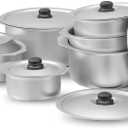 Sonex Aluminium Metal Finish Glory Cooking Pot Set with Lids 6pc Set - 2.5, 3.5, 5, 6.5, 9, 11 liters