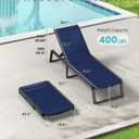 Aluminum Chaise Lounge Chair Outdoor, Foldable & Assembly Free Patio Pool Lounge Chairs 5-Position Recliner for Poolside, Fully Grounded Legs Sun Lounger, Navy Blue, Product Dimensions 71.7"D x 23.6"W x 39.8"H
