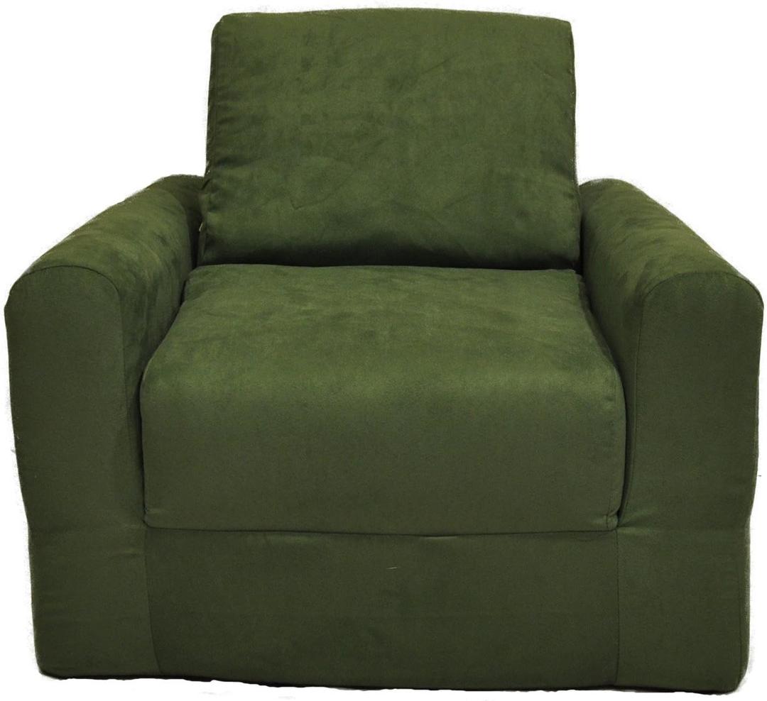 Kid's Chair Sleeper, Green Micro Suede