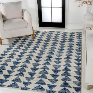 JONATHAN Y MOH206D-4 Aisha Moroccan Triangle Geometric Area Rug, Contemporary, Modern, Scandinavian, Minimalistic for Living Room, Dining Room, Bedroom, Kitchen, Cream/Navy, 4 X 6 (4' x 6' (Rectangular))