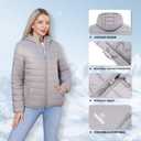 Women's Packable Winter Puffer Coat | Lightweight Quilted Jacket with Hood | Full Zip Travel