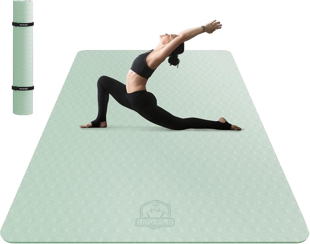 HAPBEAR Extra Large Yoga Mat - 72"x48"/78"x54", 1/4" & 1/3" Thick, Non-Slip, Durable, Eco-Friendly, Wide Exercise Mat for Home Workouts, Yoga, Pilates, Stretching, Meditation (Barefoot Exercise)