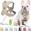 Patas Lague Dog Harness with Leash Set Adjustable Soft Padded Step-in Dog Vest No Choke No Pull Reflective for Small Medium Pets with Poop Bags and Dispenser, Solid and No-chew, Beige S (S (Neck 17.6-20.7'' Chest 20.7-24.7''))