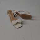 ISNOM Women's Bow Knot Heeled Sandals Ankle Buckle Strap Open Toe Block Chunky Heels Bride Wedding Party Fashion Heel (6.5, White)