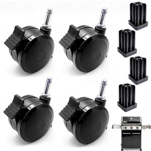 4 Pack 70360 Locking Caster With Insert for Weber Spirit, Genesis 300 Series, Locking Caster Replacement 70360, Grill Wheels for Genesis 300 400 E400, 67445 8 Inch Wheels for Genesis II LX Grill Parts
