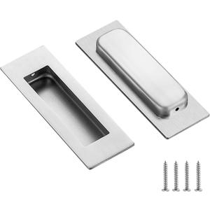 Ravinte Sliding Closet Door Handles Flush Pulls Recessed Finger Pulls for Sliding Barn Door Square Cabinet Handles Stainless Steel (Brushed Nickel, 150mm, 2 Pack)