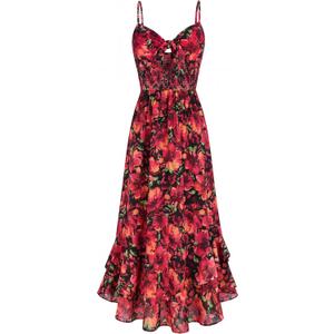 GRACE KARIN Womens Maxi Floral Sundresses Summer Beach Boho Dress Spaghetti Strap Dresses Casual Fashion Clothes with Pockets Black Red Medium