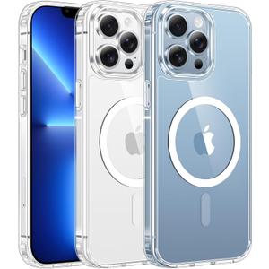 FNTCASE for iPhone 13 Pro-Max Case: Clear Magnetic Phone Cases Compatible with Magsafe Slim Anti Yellowing Military Grade Drop Protection Rugged Protective Transparent Cell Phone Cover (A-Clear)