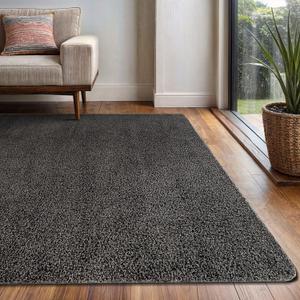 Area Rug 3x5 Dark Gray Washable Indoor Rug Solid Non Slip Easy to Clean Non Shedding Indoor for Living Room Bedroom Kitchen Dining Room or Hallway (3 X 5 Dark Gray)