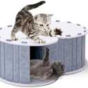 MIU COLOR Cat Play Tunnel with Bed, Foldable Scratch Resistant Double-Layer Cat Cave, Hideaway Tunnel for Cats up to 10 lbs