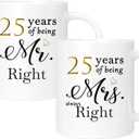 25th Anniversary Coffee Mugs Set of 2, 25 Year Anniversary Wedding Gifts Decorations for Couple Parents Men Women Husband Wife Him Her, Gift Box Packaging, 11oz