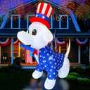 4th of July Inflatables 5FT Dog with Amaerican Flag Patriotic Independence Day Blow Up Puppy Inflatable Yard Decorations with Built-in LEDs for Holiday Party Indoor Outdoor Yard Garden Lawn