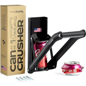 HomeBuddy Can Crusher for Recycling - 12 Oz. and 16 Oz. Can Crusher Wall Mounted for Aluminum - Compact and Easy to Use, Mounting Rivets Included, Man Cave Accessories (Black)