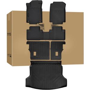 Floor Mats & Trunk Mat & Backrest Mat for 2012-2015 2016 Honda CR-V TPE All Weather Protection 2 Rows Car Mats with Velcro Rear Seats Backrest(Not Fit CRV Touring & EX-L)