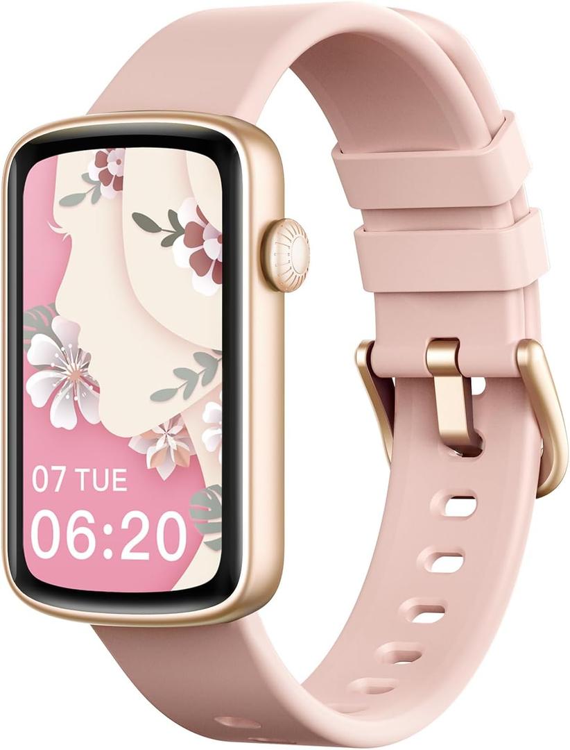 Fitness Watches for Women, LYNN2 Fitness Tracker with Heart Rate Monitor Blood Oxygen/Sleep Tracker Pedometer, Slim Step Tracker Watch for iOS/Android Phones Waterproof (Pink)