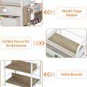 Rolling Craft Storage Cart with 2 Small Fabric Drawers & Lockable Wheels, DIY Organizer for Wrapping Paper, Paints, Brushes, Craft Supplies, Multi-Tier Craft Cart Tape Holder, 16.54x11.4x32.68 Inches