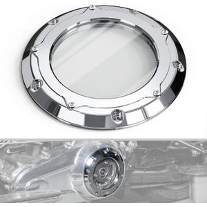 NICECNC Chrome Transparent Derby Cover Clear Derby Clutch Cover Clutch Protection Cover Compatible with Harley Road Glide FLTRX 2017-2024, Road King FLHR 2017-2024, See Fitment (sliver)