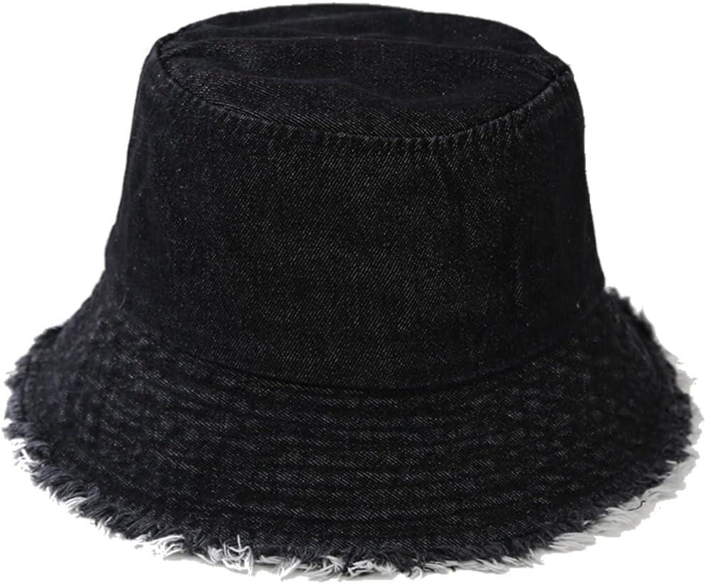 Quanhaigou Frayed Unisex Sun Hats, Fashion Beach Bucket Hat for Men Women,Summer Outdoor Boy's Girls Boonie Cap