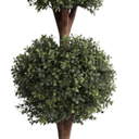 Set of 1 Lifelike 3Ft arfiticial Double Ball Topiary Trees Outdoor Faux Topiary Tree for Out Door Porch Decor