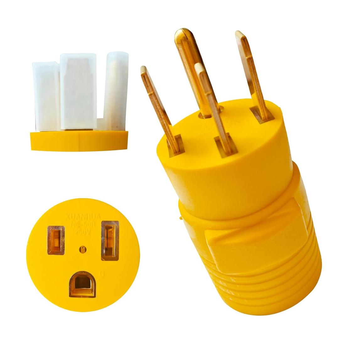NEMA 14-50P to 6-50R Welder Compact Adapter Cord, 50 Amp 4 Prong RV Generator Male Plug to 3 Prong, Heavy Duty 14-50 Male to 6-50 Female Power Adapter