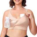 Momcozy Pumping Bra Hands Free, All-in-One Nursing Bras for Breastfeeding & Pumping, Fixed Padding for Enhanced Shape (X-Large Plus, Oyster Pink)