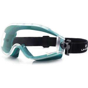 UKNOW Safety Goggles Over Glasses - Anti-Fog Clear Lens - ANSI Z87.1 Certified Eye Protection for Lab Work, Industrial Use (Teal)
