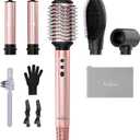 Brightup 5 in 1 Air Styler, 1400W High Speed Hair Dryer Brush, Professional Automatic Hair Curler with Cool Shot Button, 800 Million Ionic, No Heat Damage, with Travel Bag