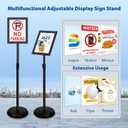 6Packs 8.5x11 Inch Adjustable Pedestal Poster Sign Stand, Heavy Duty Floor Standing Sign Holder Stand Aluminum Snap Open Frame for Vertical and Horizontal View Sign Displayed(Black)