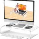 Acrylic Monitor Stand Riser Acrylic Laptop Stand Riser PC Holder Clear Computer Monitor Stand for Desk White Laptop Stand for Desk Compatible with iMac MacBook All Notebooks