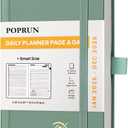 POPRUN 2026 Daily Planner One Page Per Day A6 Size Calendar (4.25" x 6.25") - 12 Months Hourly Appointment Book with Hardcover, Monthly Tabs, Pocket, Pen Holder - Midnight Green