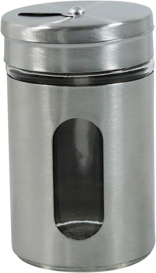 Salt and Pepper Shakers Set with Adjustable Pour Holes - Stainless Steel Spice Dispenser - Perfect for Pink Himalayan, Table Salt, Black and White Pepper (2.4 oz) - set of 2