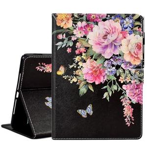 KEROM Case for iPad 9th/8th/7th Generation iPad 10.2 Case (2021/2020/2019 Model, iPad 9/8/7 Case), PU Leather Folio Folding Stand Cover for iPad 10.2 inch, Auto Wake/Sleep, Flowers