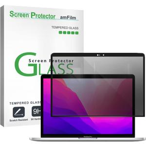 amFilm Designed for MacBook Pro 13 Inch(2016-2022, M1/M2) /MacBook Air 13 Inch(2018-2021, M1) Privacy Glass Screen Protector [Zero Bubbles][9H Hardness][ Anti-Scratch][ Anti-fingerprint]