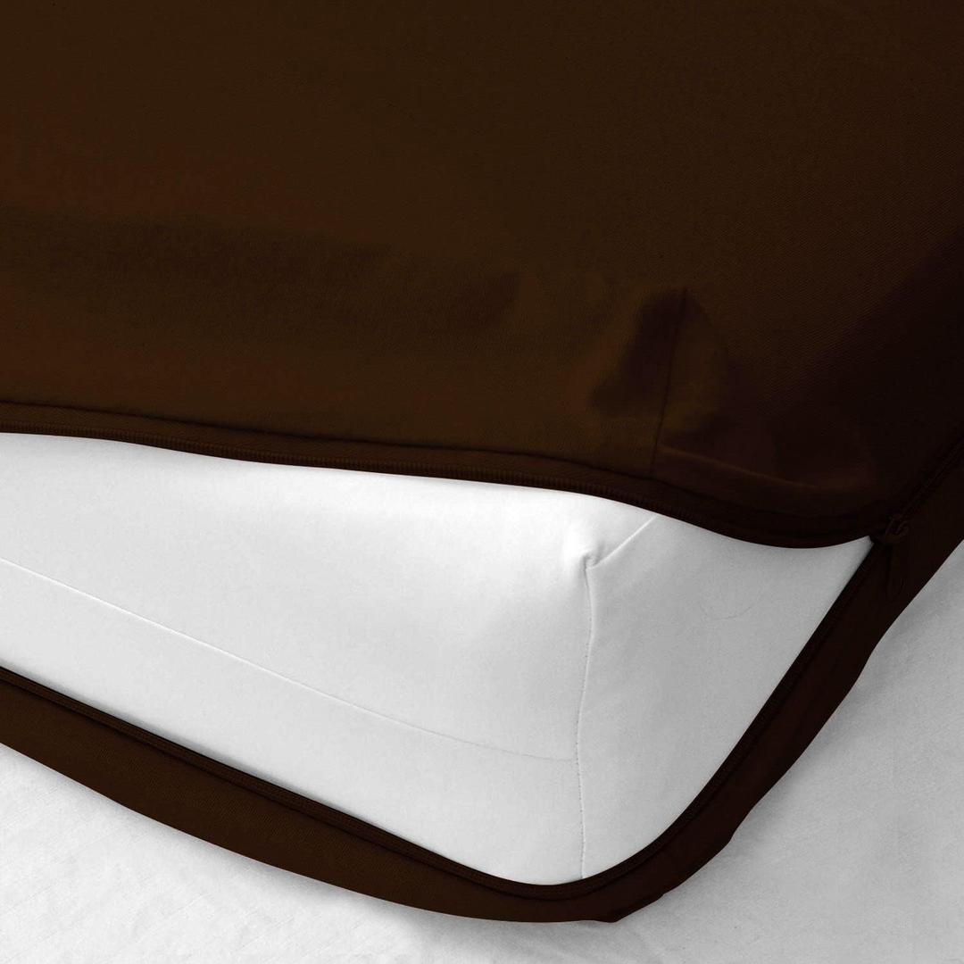 Queen Size Armless Futon Covers - 100% Egyptian Cotton 600 Thread-Count Futon Slipcovers - Zippered Couch Cover Sofa Bed Protector, Sleeper Sofa Cover, Machine Washable, Chocolate