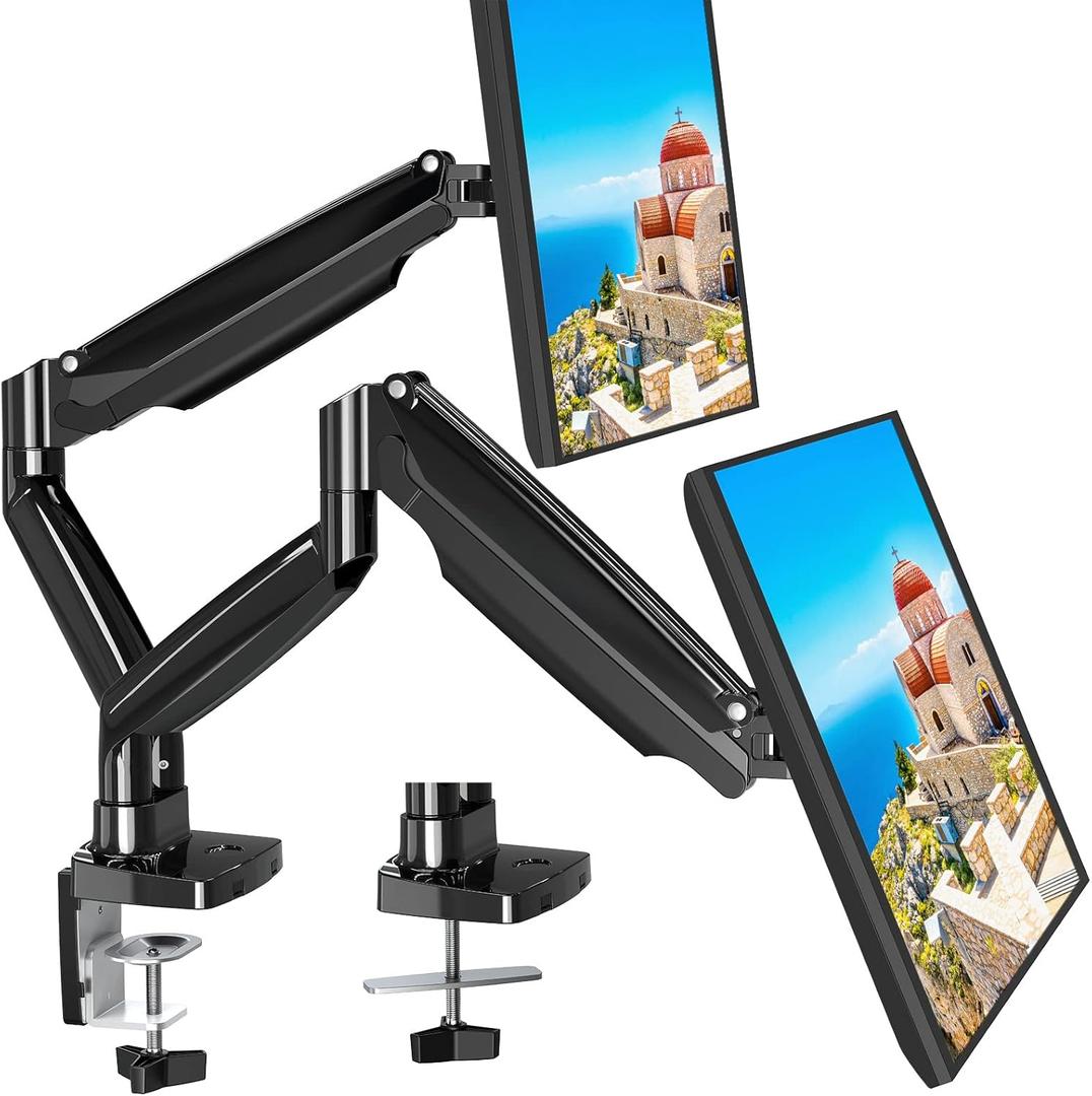 MOUNT PRO Dual Monitor Desk Mount fits 22 to 39 Ultrawide Computer Screen, Holds up to 30.9lbs Each, Fully Adjustable Long Monitor Arm for Two Monitors, Gas Spring Monitor Stand, 100x100 VESA Mount