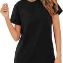 Milumia Women Casual Short T Shirt Dress Short Sleeve Straight Mini Tee Shirt Dress (Large, Black)