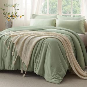 Queen Comforter Set, Comforters Queen Size Luxury Ultra-Soft Jersey Knit Bedding Sets, Sage Green Lightweight Down Alternative Bed Comforte Queen for All Season, 3 Piece Bedding Setrey (Queen(88"x90"))