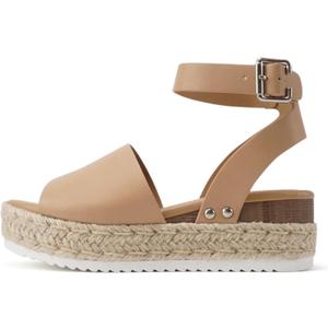 Soda Topic Open Toe Buckle Ankle Strap Espadrilles Flatform Wedge Casual Sandal, Size 8.5