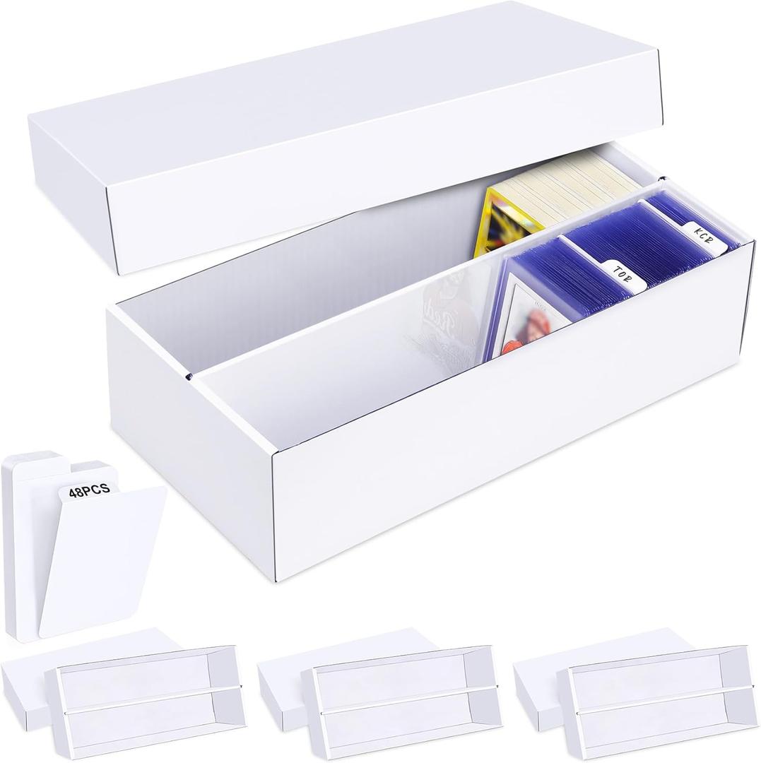 Trading Card Storage Box 4 Pack1600 Count Cardboard Organizer with Dividers for MTG, TCG, Sports, Toploader