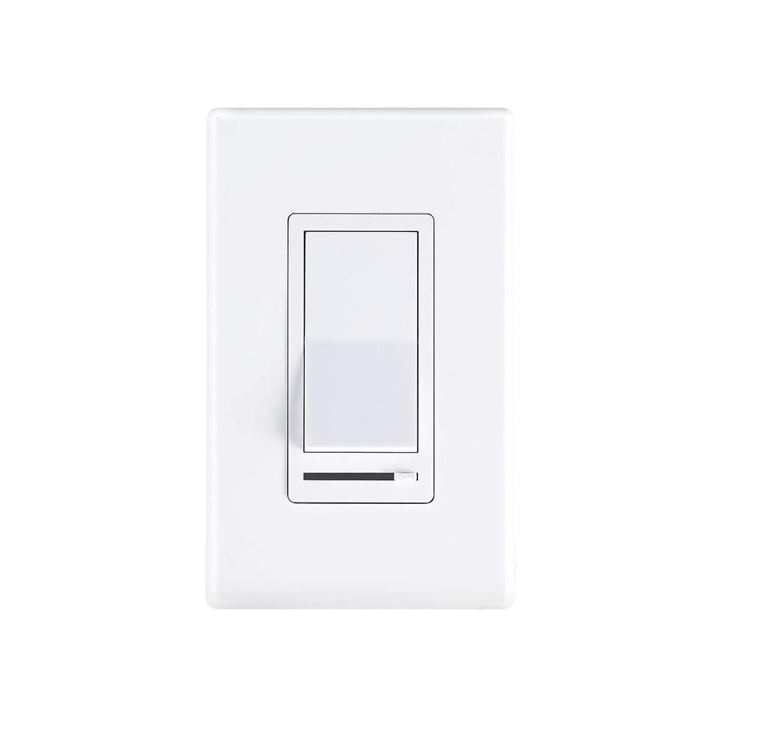 Cloudy Bay in Wall Dimmer Switch for LED Light/CFL/Incandescent,3-Way Single Pole Dimmable Slide,600 Watt Max, Cover Plate Included (1-Pack | Ivory)
