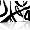 3Pcs Framed Abstract Black and White Canvas Wall Art Minimalist Brushstroke Line Prints Modern Home Gallery Style Picture Painting Posters Bedroom Living Room Office 12x16 Inch Ready to Hang