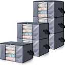 Cosy Family 6 Pack 90L Heavy Duty Extra Large Moving Bags with Reinforced Handle - Strong Handles & Zippers, Storage Totes For Space Saving, Fold Flat, Alternative to Moving Box, Grey