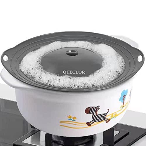 Thicken Silicone Boil Over Spill Safeguard - FDA Food Grade Stopper Lid, BPA-free Instant Pot Cover, Fits Openings 6" to 10" in Diameter (Gray)