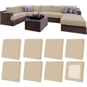 8Pcs Outdoor Cushions Covers Patio Cushions Covers Outdoor Furniture Stretch Covers Patio Cushion Covers Replacement Couch Slipcovers Waterproof (Cover Only) (Light Mocha)