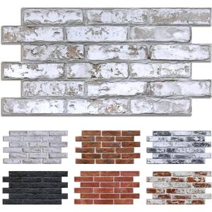 Commomy Faux Brick 3D Wall Panels - 12 pcs of 22.8" x 11.8" - Thin UrltraLight PVC Peel and Stick Tile Whitewash Brick Printable for Home Office,Bedroom, Living Room,TV BackgroundCovers 22.48 sq.ft