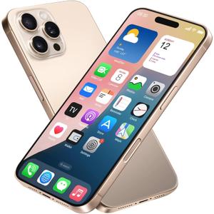 Dummy Fake Phone Model, Looks Like The RealPhone Compatible with Phone16 PM, for Cell Phone Store Display or Send a ToyPhone for Kids(16ProMax,Desert Titanium,The Screen is Printed with Patterns)