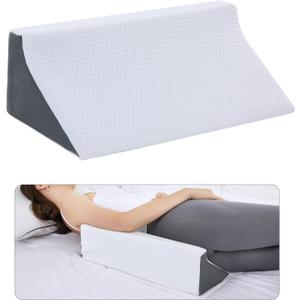 Wedge Pillow for Sleeping, Side Sleeper Body Back Positioners for Back Pain, Preventing Bedsores, After Surgery, Pregnancy Support, Ankle Support, Bed Wedge Pillow for Side Sleepers (20 Inch Length, Gray White)