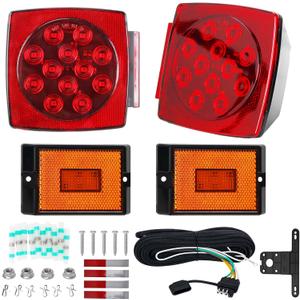 Submersible LED Trailer Light Kit, IP67 12V DOT Stop Brake Tail Turn Signal Lights with 25ft Wiring Harness, Marine Boat Trailer Lights for Utility RV Truck, Luces para Trailas Under 80"