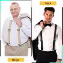 Janmercy 2 Pcs x Back Hidden Suspenders 1.5 Inch Work Suspenders for Men Under Shirt Clothing (Black and Khaki)
