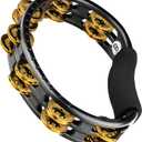 Meinl Percussion TMT1B-BK Traditional ABS Plastic Handheld Tambourine with Double Row Brass Jingles, Black